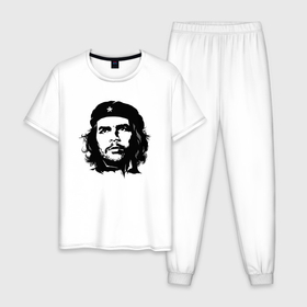 Мужская пижама хлопок с принтом Портрет Эрнесто Че Гевары в Тюмени, 100% хлопок | брюки и футболка прямого кроя, без карманов, на брюках мягкая резинка на поясе и по низу штанин
 | 