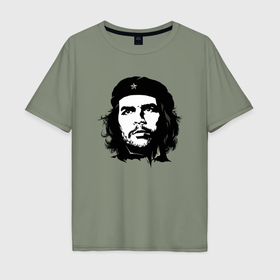 Мужская футболка хлопок Oversize с принтом Портрет Эрнесто Че Гевары в Тюмени, 100% хлопок | свободный крой, круглый ворот, “спинка” длиннее передней части | 