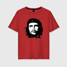 Женская футболка хлопок Oversize с принтом Портрет Эрнесто Че Гевары в Екатеринбурге, 100% хлопок | свободный крой, круглый ворот, спущенный рукав, длина до линии бедер
 | 
