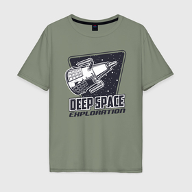 Мужская футболка хлопок Oversize с принтом Исследование глубокого космоса , 100% хлопок | свободный крой, круглый ворот, “спинка” длиннее передней части | 
