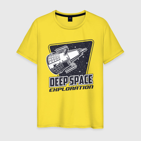 Мужская футболка хлопок с принтом Исследование глубокого космоса в Екатеринбурге, 100% хлопок | прямой крой, круглый вырез горловины, длина до линии бедер, слегка спущенное плечо. | 