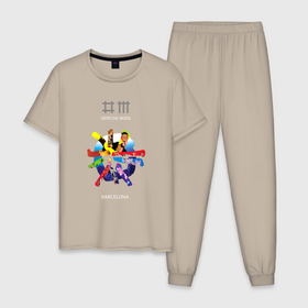 Мужская пижама хлопок с принтом Depeche Mode   Barcelona в Курске, 100% хлопок | брюки и футболка прямого кроя, без карманов, на брюках мягкая резинка на поясе и по низу штанин
 | Тематика изображения на принте: 