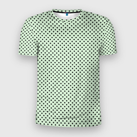 Мужская футболка 3D Slim с принтом Светло салатовый паттерн маленькие звёздочки , 100% полиэстер с улучшенными характеристиками | приталенный силуэт, круглая горловина, широкие плечи, сужается к линии бедра | 