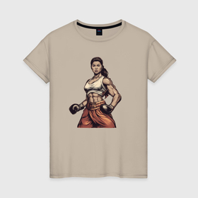 Женская футболка хлопок с принтом Любовь и кикбоксинг в Петрозаводске, 100% хлопок | прямой крой, круглый вырез горловины, длина до линии бедер, слегка спущенное плечо | 