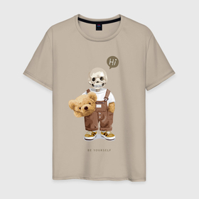 Мужская футболка хлопок с принтом Teddy медвежонок череп в Екатеринбурге, 100% хлопок | прямой крой, круглый вырез горловины, длина до линии бедер, слегка спущенное плечо. | 