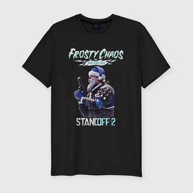 Мужская футболка хлопок Slim с принтом Standoff 2   Frosty Chaos в Белгороде, 92% хлопок, 8% лайкра | приталенный силуэт, круглый вырез ворота, длина до линии бедра, короткий рукав | Тематика изображения на принте: 