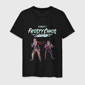 Мужская футболка хлопок с принтом Frosty Chaos   Standoff 2 в Белгороде, 100% хлопок | прямой крой, круглый вырез горловины, длина до линии бедер, слегка спущенное плечо. | 