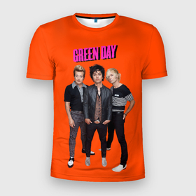 Мужская футболка 3D Slim с принтом Green Day trio в Кировске, 100% полиэстер с улучшенными характеристиками | приталенный силуэт, круглая горловина, широкие плечи, сужается к линии бедра | 