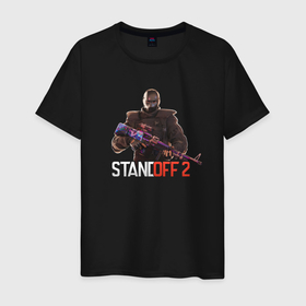 Мужская футболка хлопок с принтом Standoff 2   man with a gun в Санкт-Петербурге, 100% хлопок | прямой крой, круглый вырез горловины, длина до линии бедер, слегка спущенное плечо. | 