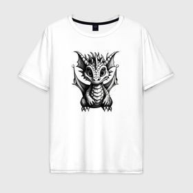 Мужская футболка хлопок Oversize с принтом Анк дракончик в Санкт-Петербурге, 100% хлопок | свободный крой, круглый ворот, “спинка” длиннее передней части | 