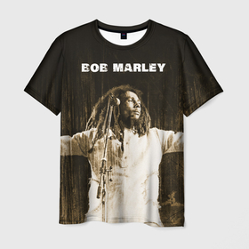Мужская футболка 3D с принтом Музыкант в стиле регги Боб Марли , 100% полиэфир | прямой крой, круглый вырез горловины, длина до линии бедер | 