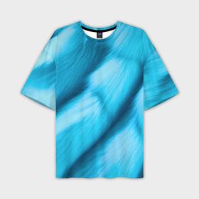 Мужская футболка oversize 3D с принтом Голубые меха перья ,  |  | 