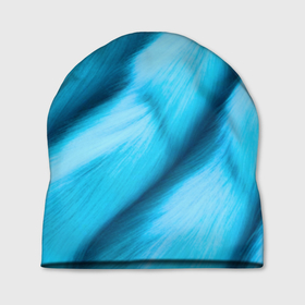 Шапка 3D с принтом Голубые меха перья в Курске, 100% полиэстер | универсальный размер, печать по всей поверхности изделия | 