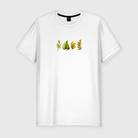 Мужская футболка хлопок Slim с принтом Коллекция листьев в Екатеринбурге, 92% хлопок, 8% лайкра | приталенный силуэт, круглый вырез ворота, длина до линии бедра, короткий рукав | Тематика изображения на принте: 