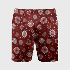 Мужские шорты спортивные с принтом Snowflakes on a red background в Тюмени,  |  | Тематика изображения на принте: 