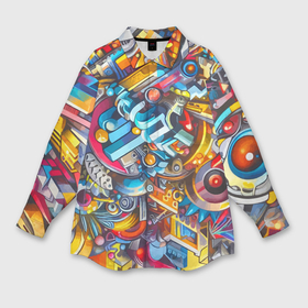 Мужская рубашка oversize 3D с принтом Фантазийный паттерн   граффити в Курске,  |  | 