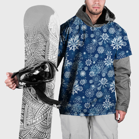 Накидка на куртку 3D с принтом Snowflakes on a blue background в Курске, 100% полиэстер |  | 