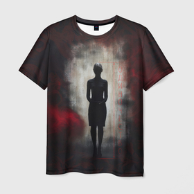 Мужская футболка 3D с принтом Одинокая девушка в тени в Санкт-Петербурге, 100% полиэфир | прямой крой, круглый вырез горловины, длина до линии бедер | 