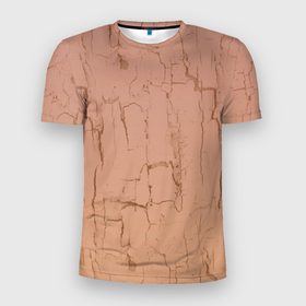 Мужская футболка 3D Slim с принтом Текстура трещин дерева в Белгороде, 100% полиэстер с улучшенными характеристиками | приталенный силуэт, круглая горловина, широкие плечи, сужается к линии бедра | 