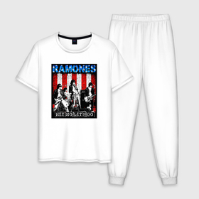 Мужская пижама хлопок с принтом Ramones hey ho lets go в Екатеринбурге, 100% хлопок | брюки и футболка прямого кроя, без карманов, на брюках мягкая резинка на поясе и по низу штанин
 | 