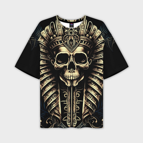 Мужская футболка oversize 3D с принтом Золотой череп Египетского фараона в Курске,  |  | 
