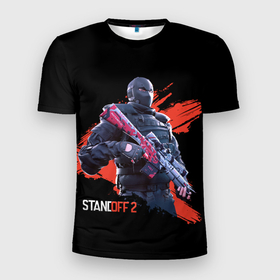Мужская футболка 3D Slim с принтом Standoff 2 Game в Петрозаводске, 100% полиэстер с улучшенными характеристиками | приталенный силуэт, круглая горловина, широкие плечи, сужается к линии бедра | 