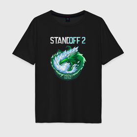 Мужская футболка хлопок Oversize с принтом Dragon   Standoff 2 в Белгороде, 100% хлопок | свободный крой, круглый ворот, “спинка” длиннее передней части | 