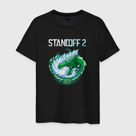 Мужская футболка хлопок с принтом Dragon   Standoff 2 в Белгороде, 100% хлопок | прямой крой, круглый вырез горловины, длина до линии бедер, слегка спущенное плечо. | 