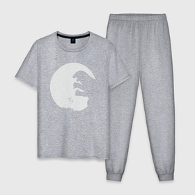 Мужская пижама хлопок с принтом Moon godzilla в Курске, 100% хлопок | брюки и футболка прямого кроя, без карманов, на брюках мягкая резинка на поясе и по низу штанин
 | 