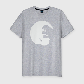 Мужская футболка хлопок Slim с принтом Moon godzilla в Курске, 92% хлопок, 8% лайкра | приталенный силуэт, круглый вырез ворота, длина до линии бедра, короткий рукав | 