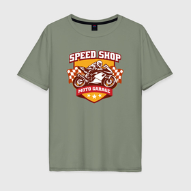 Мужская футболка хлопок Oversize с принтом Speed shop в Кировске, 100% хлопок | свободный крой, круглый ворот, “спинка” длиннее передней части | Тематика изображения на принте: 