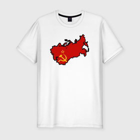 Мужская футболка хлопок Slim с принтом Карта СССР в Кировске, 92% хлопок, 8% лайкра | приталенный силуэт, круглый вырез ворота, длина до линии бедра, короткий рукав | 