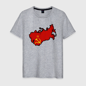 Мужская футболка хлопок с принтом Карта СССР в Санкт-Петербурге, 100% хлопок | прямой крой, круглый вырез горловины, длина до линии бедер, слегка спущенное плечо. | 