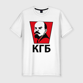 Мужская футболка хлопок Slim с принтом КГБ Ленин в Курске, 92% хлопок, 8% лайкра | приталенный силуэт, круглый вырез ворота, длина до линии бедра, короткий рукав | 