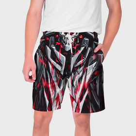 Мужские шорты 3D с принтом Красный адский доспех в Кировске,  полиэстер 100% | прямой крой, два кармана без застежек по бокам. Мягкая трикотажная резинка на поясе, внутри которой широкие завязки. Длина чуть выше колен | 