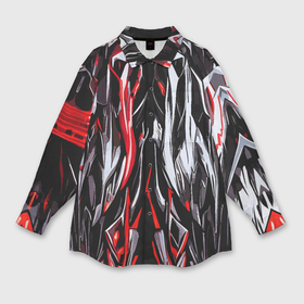 Мужская рубашка oversize 3D с принтом Агрессивные линии белые и красные в Курске,  |  | 