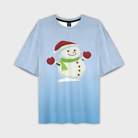 Мужская футболка oversize 3D с принтом Снеговик новогодний в Тюмени,  |  | 