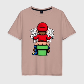 Мужская футболка хлопок Oversize с принтом Марио водопроводчик , 100% хлопок | свободный крой, круглый ворот, “спинка” длиннее передней части | 