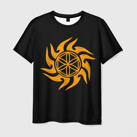 Мужская футболка 3D с принтом Символика звезда колесница Перуна в Санкт-Петербурге, 100% полиэфир | прямой крой, круглый вырез горловины, длина до линии бедер | 