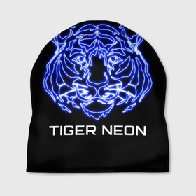 Шапка 3D с принтом Tiger neon art в Тюмени, 100% полиэстер | универсальный размер, печать по всей поверхности изделия | Тематика изображения на принте: 