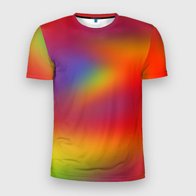 Мужская футболка 3D Slim с принтом Цвета радуги радужный фон в Тюмени, 100% полиэстер с улучшенными характеристиками | приталенный силуэт, круглая горловина, широкие плечи, сужается к линии бедра | 