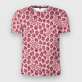 Мужская футболка 3D Slim с принтом Цветущий леопард тюльпановое поле в Санкт-Петербурге, 100% полиэстер с улучшенными характеристиками | приталенный силуэт, круглая горловина, широкие плечи, сужается к линии бедра | Тематика изображения на принте: 