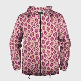 Мужская ветровка 3D с принтом Цветущий леопард тюльпановое поле в Тюмени, 100% полиэстер | подол и капюшон оформлены резинкой с фиксаторами, два кармана без застежек по бокам, один потайной карман на груди | 