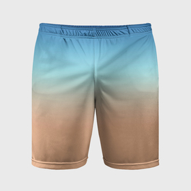 Мужские шорты спортивные с принтом Сине бежевый градиент ,  |  | Тематика изображения на принте: 
