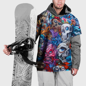 Накидка на куртку 3D с принтом Компашка монстров   коллаж , 100% полиэстер |  | Тематика изображения на принте: 