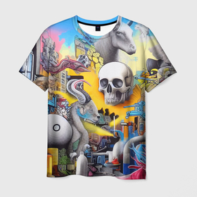 Мужская футболка 3D с принтом Урбанистический сон   сюрреализм , 100% полиэфир | прямой крой, круглый вырез горловины, длина до линии бедер | 