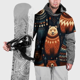 Накидка на куртку 3D с принтом Медведи индейцы в Белгороде, 100% полиэстер |  | 