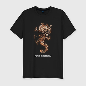 Мужская футболка хлопок Slim с принтом Fire dragon art , 92% хлопок, 8% лайкра | приталенный силуэт, круглый вырез ворота, длина до линии бедра, короткий рукав | 