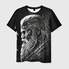 Мужская футболка 3D с принтом Лидер викингов , 100% полиэфир | прямой крой, круглый вырез горловины, длина до линии бедер | 