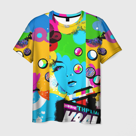 Мужская футболка 3D с принтом Girls face   pop art в Курске, 100% полиэфир | прямой крой, круглый вырез горловины, длина до линии бедер | Тематика изображения на принте: 